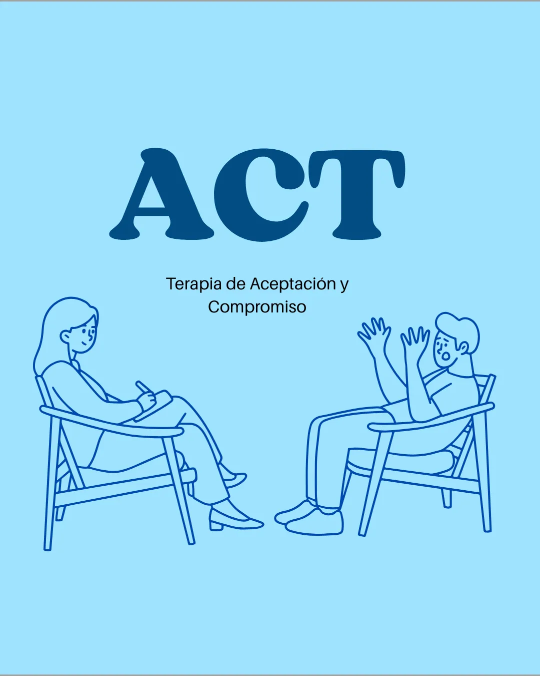 Ilustración de Terapia de Aceptación y Compromiso (ACT) con dos personas conversando